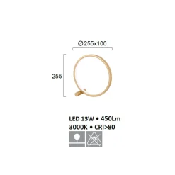 Selezionato da Mazzolaluce Abat jour da comodino design moderna cerchio nero 13w 3000k