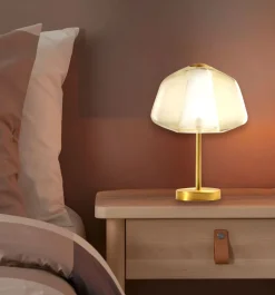 Top Light Abat jour da comodino toplight double skin moderna oro vetro ambra