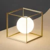 Perenz Illuminazione Abat-jour da comodino cube perenz gabbia oro sfera vetro bianco