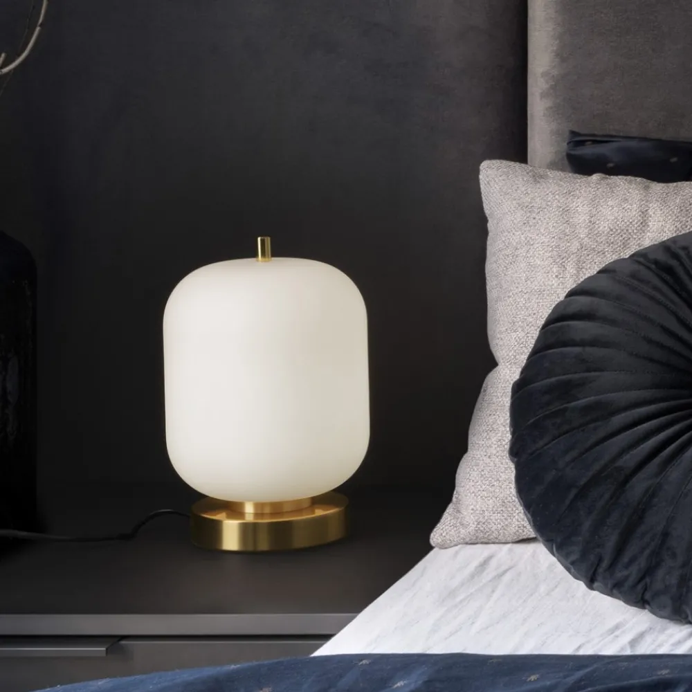 Selezionato da Mazzolaluce Abat-jour da comodino oro vetro bianco per camera da letto