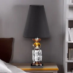 Selezionato da Mazzolaluce Abat-jour lampada da comodino in cristallo paralume nero
