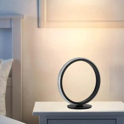 Selezionato da Mazzolaluce Abat-jour led lampada da comodino cerchio moderna nera