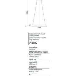 Affralux acryled lampadario anello led 23w 3000k