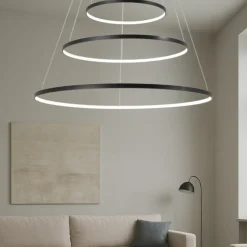 Affralux aluring nero lampadario led 71w 3000k cerchi moderno