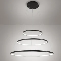 Affralux aluring nero lampadario led 71w 3000k cerchi moderno