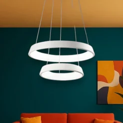 Affralux anelli diodi lampadario led 54w 3200k particolare bianco moderno