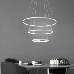 Affralux Aluring lampadario bianco moderno led 3000k tre anelli