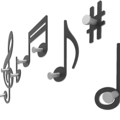 Complementi Selezionati da Mazzolaluce Appendiabiti da parete design musicale verdi legno nero