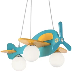 Ideal Lux Avion sp3 lampadario per camera da letto aeroplano azzurro