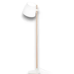 Ideal Lux Axel pt1 lampada da terra di legno paralume bianco