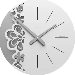 Complementi Selezionati da Mazzolaluce Big merletto orologio da parete legno bianco grigio