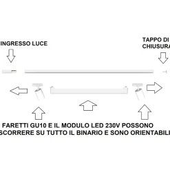 Selezionato da Mazzolaluce Binario bianco con spot orientabili monofase modulo led 40w 3000k