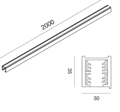 Gea Luce Binario trifase 2 mt nero