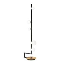 Ideal Lux Birds tl1 lampada da terra nera oro sfere vetro bianco