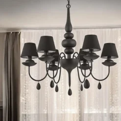 Ideal Lux Blanche sp6 lampadario chabby chic nero sei luci per camera da letto