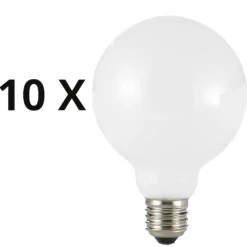 Ideal Lux Box 10 lampadine sfera e27 led 8w 950lm 3000k vetro bianco