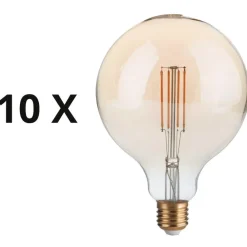 Ideal Lux Confezione n°10 lampadine e27 led 4w 2200k 480lm globo ambra