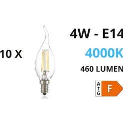 Ideal Lux Confezione n10 lampadine e14 led 4w 4000k 460lm trasparente