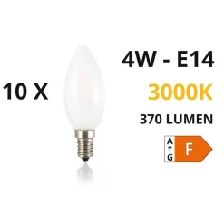 Ideal Lux Confezione n10 lampadine e14 led 4w 3000k 370lm vetro oliva bianca