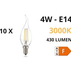 Ideal Lux Confezione n10 lampadine e14 led 4w 3000k 430lm trasparente