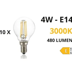 Ideal Lux Confezione n10 lampadine e14 led 4w 3000k 480lm sfera