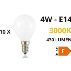 Ideal Lux Confezione n10 lampadine e14 led 4w 3000k 430lm sfera bianca