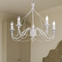 Ideal Lux Corte sp5 lampadario per camera da letto bianco antico