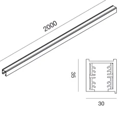 Gea Luce binario trifase bianco 2 mt