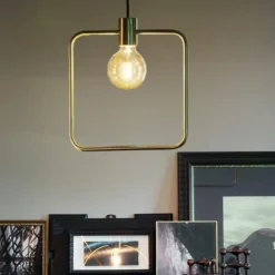 Ideal Lux abc sp1 square lampadario dorato pendente ottone