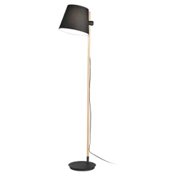 Ideal Lux axel pt1 lampada da terra nera legno naturale