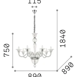 Ideal Lux brigitta sp8 lampadario cristallo ambra