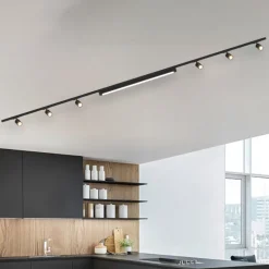Selezionato da Mazzolaluce Illuminazione a binario nero monofase led 40w 3000k con spot orientabili