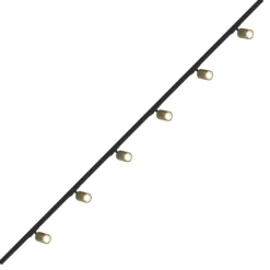 Selezionato da Mazzolaluce Illuminazione binario 200cm nero oro spot orientabili monofase
