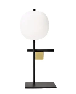 Sforzin Illuminazione Lampada da tavolo miloox nera sfera vetro bianco dettagli oro