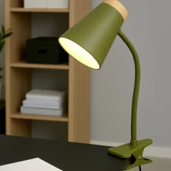 Selezionato da Mazzolaluce Lampada da tavolo per ufficio orientabile verde con pinza led 4.5w 3000k