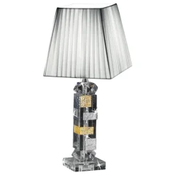 Selezionato da Mazzolaluce Lampada di cristallo con decori foglia oro argento fp