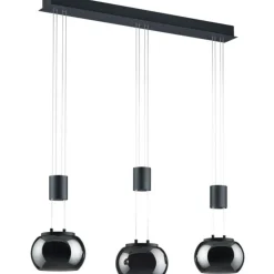 Selezionato da Mazzolaluce Lampadario a led tre luci per soggiorno nero vetri fume dimmerabile 3000k