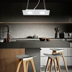 Affralux Lampadario da cucina flet bianco rettangolare