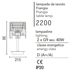 Affralux Lume lampada da comodino cromo cristalli frangia