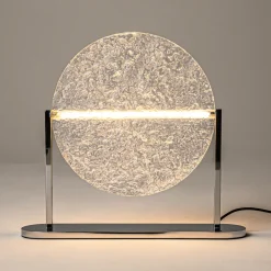 Maytoni magata lampada da tavolo per soggiorno vetro cromo led 7w 3000k dimmerabile