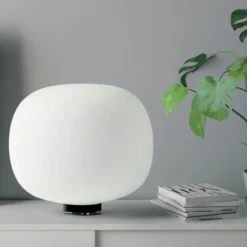 Sforzin Illuminazione Miloox bombo lampada da tavolo moderna nera vetro bianco