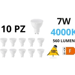 Gea Luce N10 lampadine gu10 led 7w 4000k 560lm ottica 100