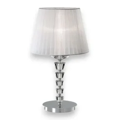 Ideal Lux Pegaso tl1 big lampada da tavolo contemporanea cristallo paralume organza