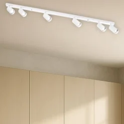 IsyLuce Plafoniera binario bianco con 6 spot orientabili 120cm