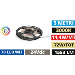 Gea Luce Bobina 5 mt strip 14,4w-mt 3000k 24v dc