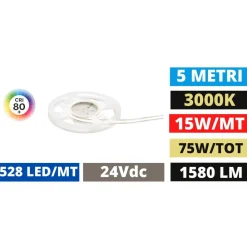 Gea Luce Bobina 5 mt striscia led cob 24v dc 3000k 15w-mt