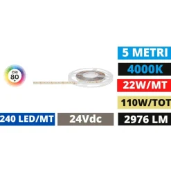 Gea Luce Bobina 5mt strip led 22w-mt 4000k 24v dc cri90