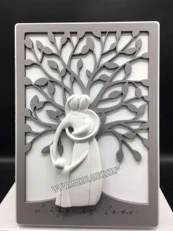 Bongelli Preziosi Bomboniera quadretto famiglia albero grigio