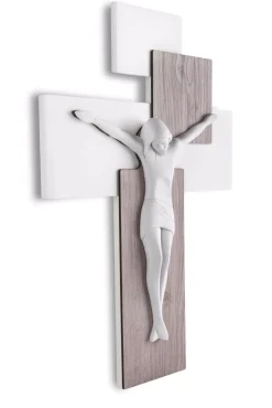 Bongelli Preziosi crocifisso da parete 27x19 moderno rovere bianco
