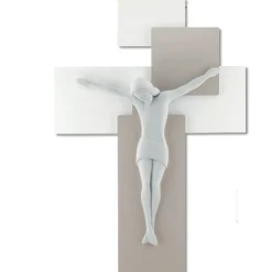 Bongelli Preziosi Crocifisso 30x42 moderno da parete nocciola bianco